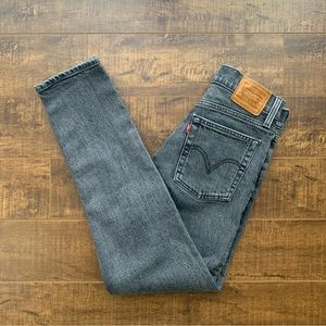 LEVI'S Wedgie Button Fly High Waisted Straight Leg Jeans Black Size 24